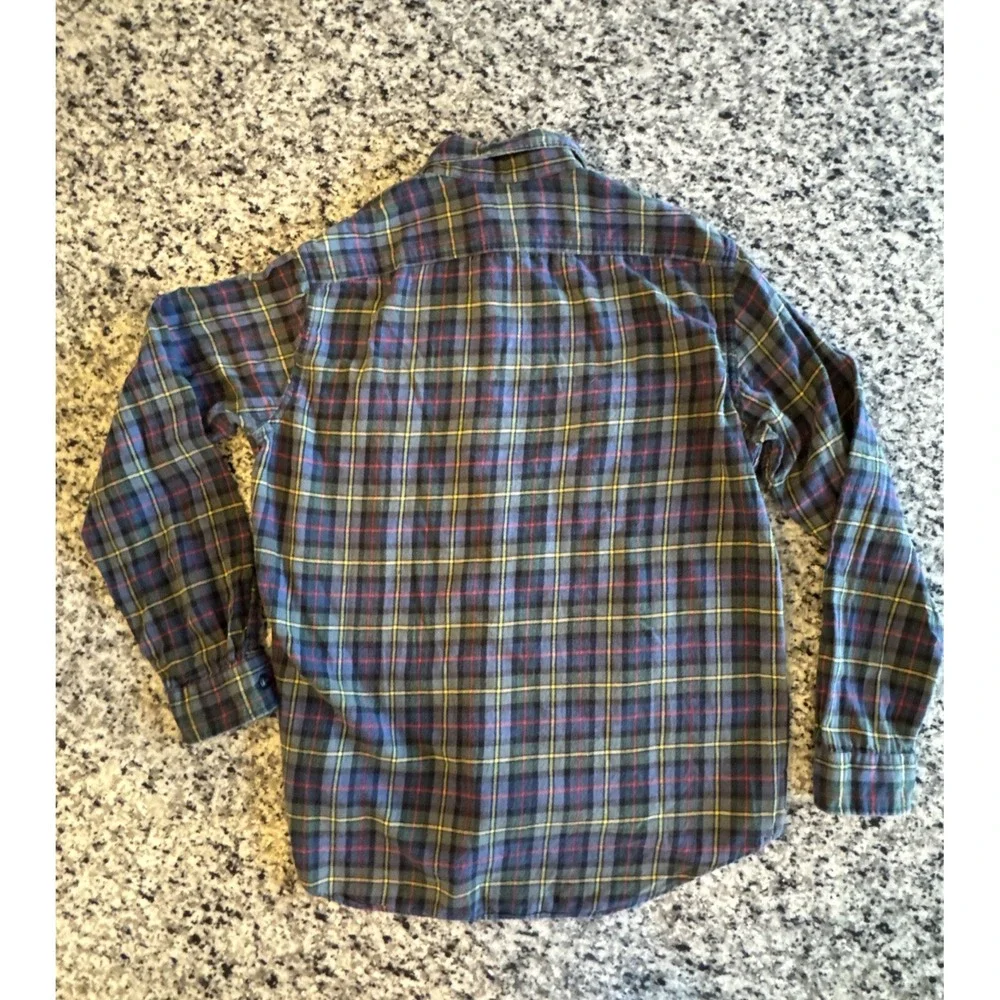 Ralph Lauren Polo Green Navy Red Plaid Button Up Adult Large  Front Pockets #124
